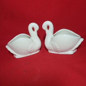 Ks Collection Swan Porcelain Planter Trinket Dish Set of 2